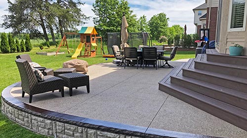 Exposed aggregate patio contractor in royal oak, rochester hills, troy, west bloomfield, michigan